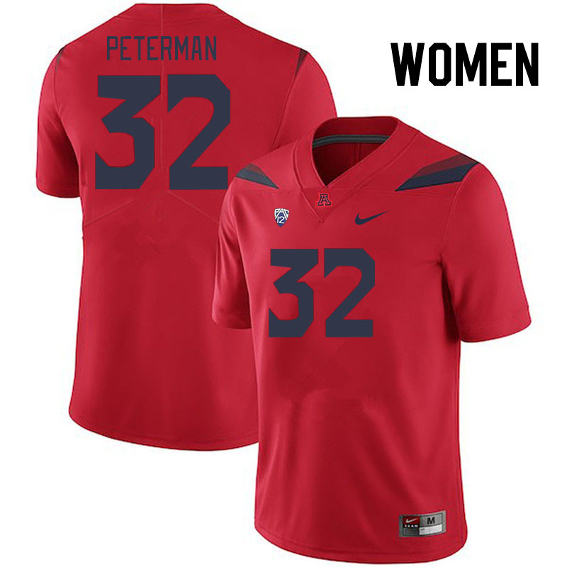 Women #32 Cash Peterman Arizona Wildcats College Football Jerseys Stitched Sale-Red - Click Image to Close